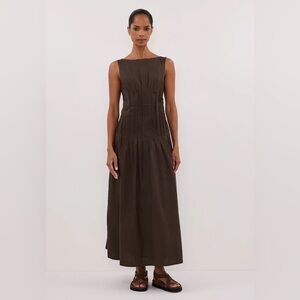 Dissh mana bitter choc linen midi dress